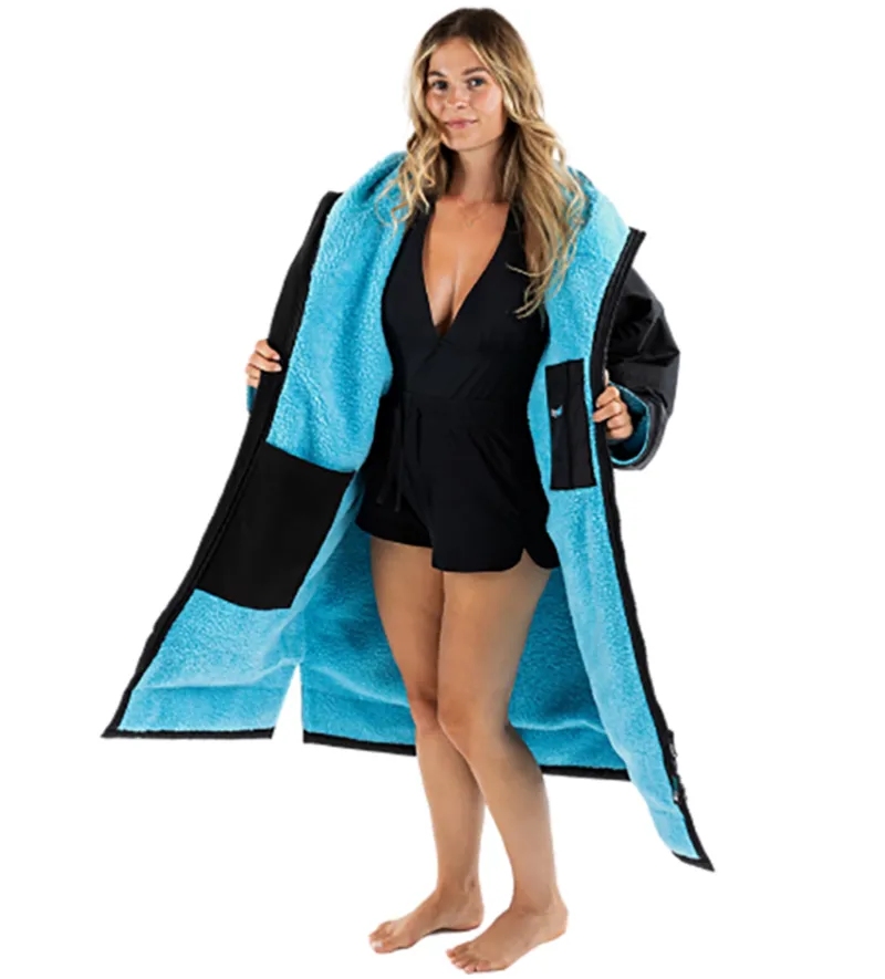 Dryrobe Adult Advance Long Sleeve Change Robe V3 Large Black/Blue-2